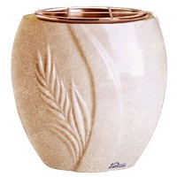 Jardinière Spiga 19cm En marbre Travertino, intérieur cuivre