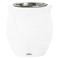 Flowers pot Gondola 19cm - 7,5in In Pure white marble, steel inner