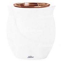 Flowers pot Gondola 19cm - 7,5in In Pure white marble, copper inner