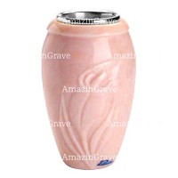 Flower vase Calla 20cm - 8in In Rosa Bellissimo marble, steel inner