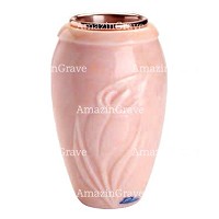 Flower vase Calla 20cm - 8in In Rosa Bellissimo marble, copper inner