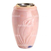 Flower vase Calla 20cm - 8in In Rosa Bellissimo marble, golden steel inner