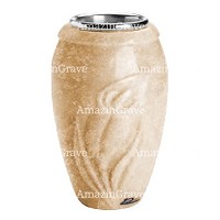 Flower vase Calla 20cm - 8in In Travertino marble, steel inner