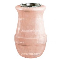 Flower vase Calyx 20cm - 8in In Rosa Bellissimo marble, steel inner