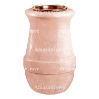 Flower vase Calyx 20cm - 8in In Rosa Bellissimo marble, copper inner