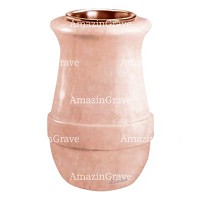 Vase à fleurs Calyx 20cm En marbre Rosa Bellissimo, intérieur cuivre