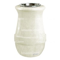 Vaso portafiori Calyx 20cm In marmo Bianco Puro, interno in acciaio