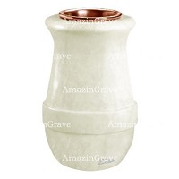 Vaso portafiori Calyx 20cm In marmo Bianco puro, interno in rame