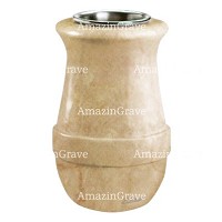 Vaso portafiori Calyx 20cm In marmo di Botticino, interno in acciaio