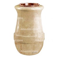 Flower vase Calyx 20cm - 8in In Botticino marble, copper inner