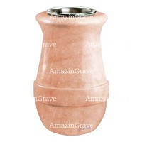 Vaso portafiori Calyx 20cm In marmo Rosa Portogallo, interno in acciaio