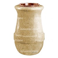 Vaso portafiori Calyx 20cm In marmo di Trani, interno in rame