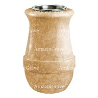 Grabvase Calyx 20cm Travertino Marmor, Stahl Innen