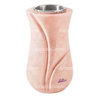 Flower vase Charme 20cm - 8in In Rosa Bellissimo marble, steel inner
