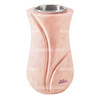 Jarrón para flores Charme 20cm En marmol Rosa Bellissimo, interior acero