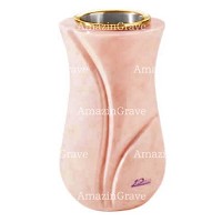 Flower vase Charme 20cm - 8in In Rosa Bellissimo marble, golden steel inner