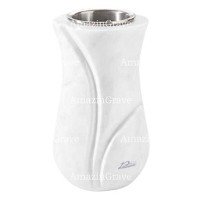 Flower vase Charme 20cm - 8in In Pure white marble, steel inner