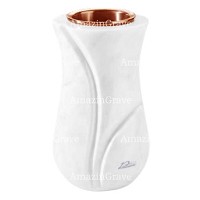 Flower vase Charme 20cm - 8in In Pure white marble, copper inner