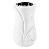 Flower vase Charme 20cm - 8in In Pure white marble, plastic inner