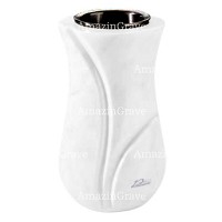 Vase à fleurs Charme 20cm En marbre Blanc Pur, intérieur en plastique