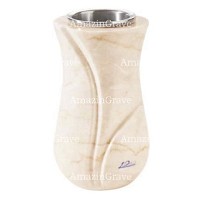 Flower vase Charme 20cm - 8in In Botticino marble, steel inner