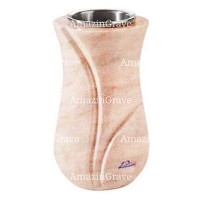 Flower vase Charme 20cm - 8in In Pink Portugal marble, steel inner