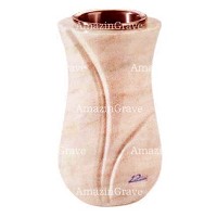 Jarrón para flores Charme 20cm En marmol Rosa Portugal, interior en cobre