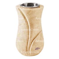 Flower vase Charme 20cm - 8in In Travertino marble, steel inner