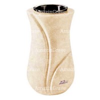 Flower vase Charme 20cm - 8in In Travertino marble, plastic inner