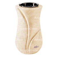 Vase à fleurs Charme 20cm En marbre Travertino, intérieur en plastique