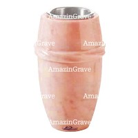 Flower vase Chordé 20cm - 8in In Rosa Bellissimo marble, steel inner