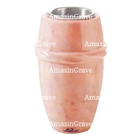 Vaso portafiori Chordé 20cm In marmo Rosa Bellissimo, interno in acciaio