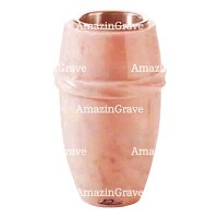 Jarrón para flores Chordé 20cm En marmol Rosa Bellissimo, interior en cobre