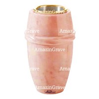Flower vase Chordé 20cm - 8in In Rosa Bellissimo marble, golden steel inner