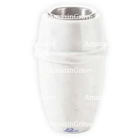 Flower vase Chordé 20cm - 8in In Pure white marble, steel inner