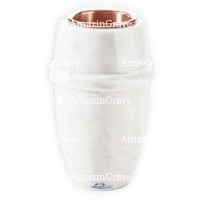 Flower vase Chordé 20cm - 8in In Pure white marble, copper inner