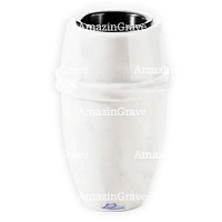 Flower vase Chordé 20cm - 8in In Pure white marble, plastic inner