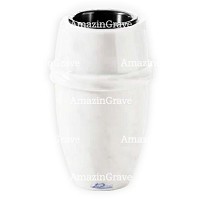 Vaso portafiori Chordé 20cm In marmo Bianco puro, interno in plastica