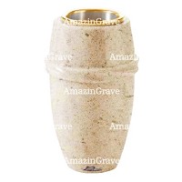 Flower vase Chordé 20cm - 8in In Calizia marble, golden steel inner