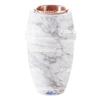 Flower vase Chordé 20cm - 8in In Carrara marble, copper inner