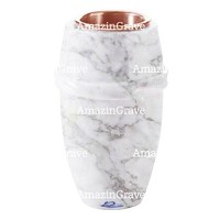 Grabvase Chordé 20cm Carrara Marmor, Kupfer Innen