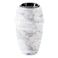Flower vase Chordé 20cm - 8in In Carrara marble, plastic inner