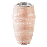 Flower vase Chordé 20cm - 8in In Pink Portugal marble, steel inner