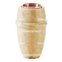 Vaso portafiori Chordé 20cm In marmo di Trani, interno in rame