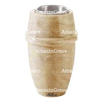 Flower vase Chordé 20cm - 8in In Travertino marble, steel inner