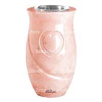 Flower vase Cuore 20cm - 8in In Rosa Bellissimo marble, steel inner