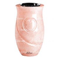 Flower vase Cuore 20cm - 8in In Rosa Bellissimo marble, plastic inner