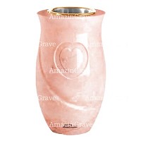 Flower vase Cuore 20cm - 8in In Pure white marble, golden steel inner