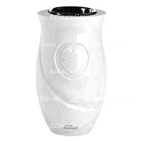 Flower vase Cuore 20cm - 8in In Pure white marble, plastic inner