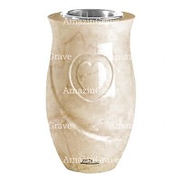 Flower vase Cuore 20cm - 8in In Botticino marble, steel inner